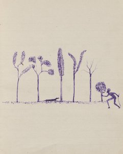 Peuple Kwatkwat - (Aborigène chassant le goanna) Carnet de croquis principalement des activités des Aborigènes et des Blancs - Tommy McRae